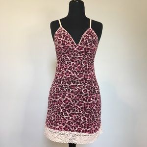 Y2K Victoria's Secret Pink Leopard Print Sheer Lace Chemise, S